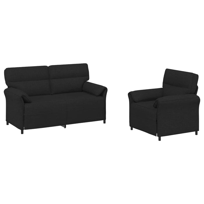 Set de canapea 2 buc. Negru Țesătură WALTI