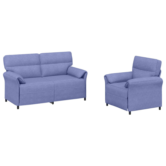 Set de canapea 2 buc. Albastru Jeans Țesătură WALTI