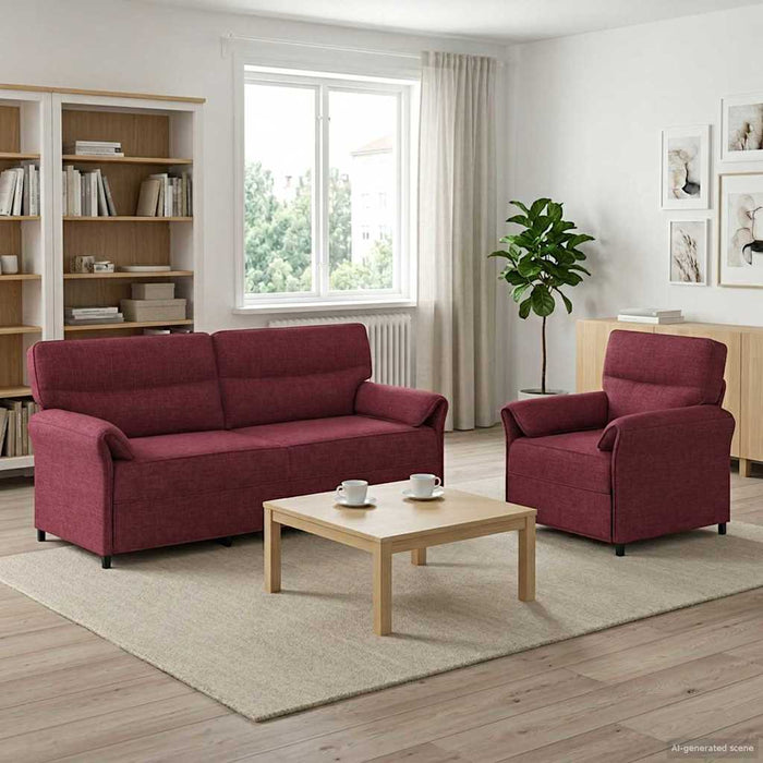 Set de canapea 2 buc. Roșu Vin Țesătură WALTI