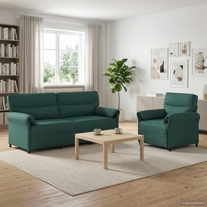 Set de canapea 2 buc. Verde închis Țesătură WALTI