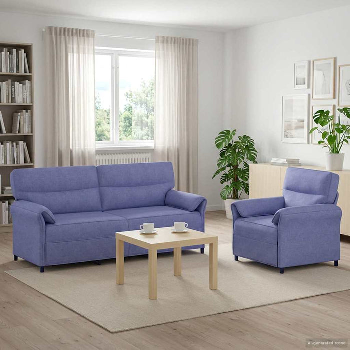 Set de canapea 2 buc. Albastru Jeans Țesătură WALTI