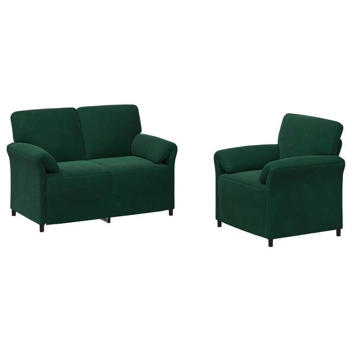 Set de canapea 2 buc. Verde închis Catifea WALTI