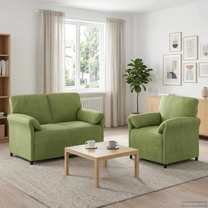 Set de canapea 2 buc. Verde deschis Catifea WALTI