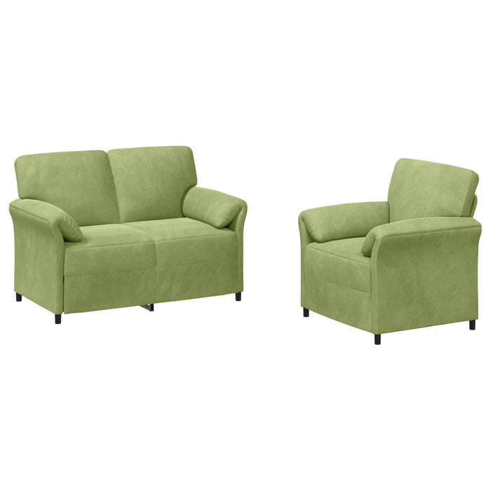 Set de canapea 2 buc. Verde deschis Catifea WALTI