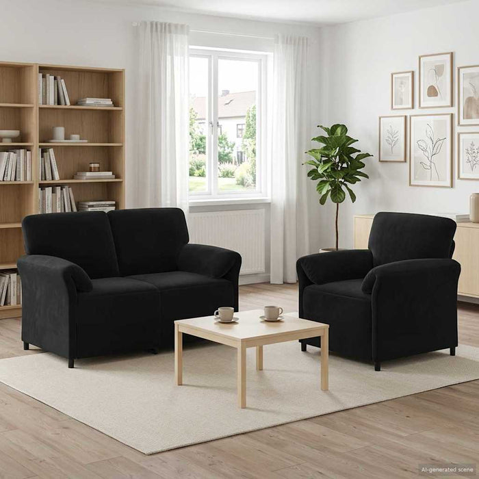 Set de canapea 2 buc. Negru Catifea WALTI