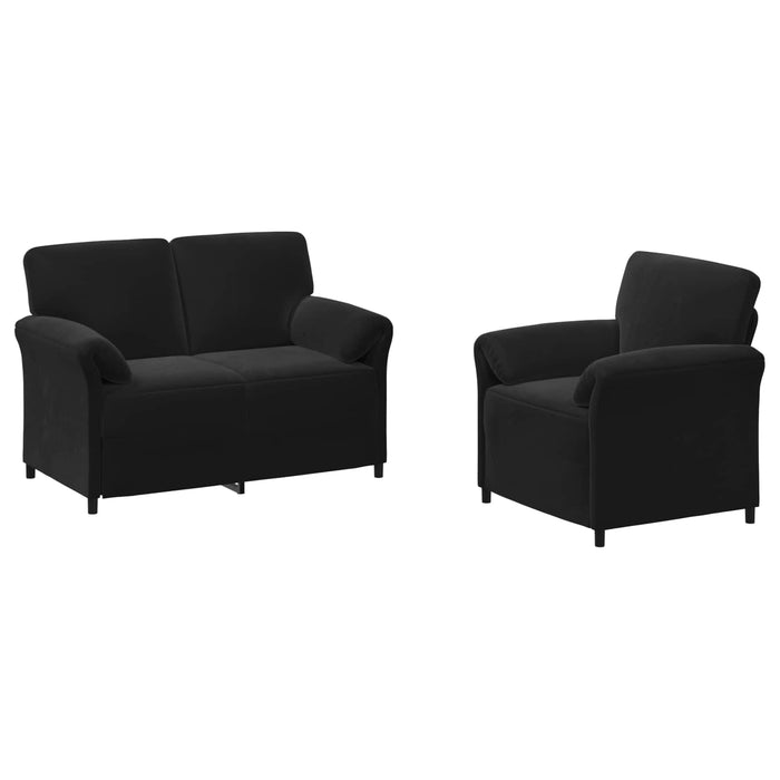 Set de canapea 2 buc. Negru Catifea WALTI