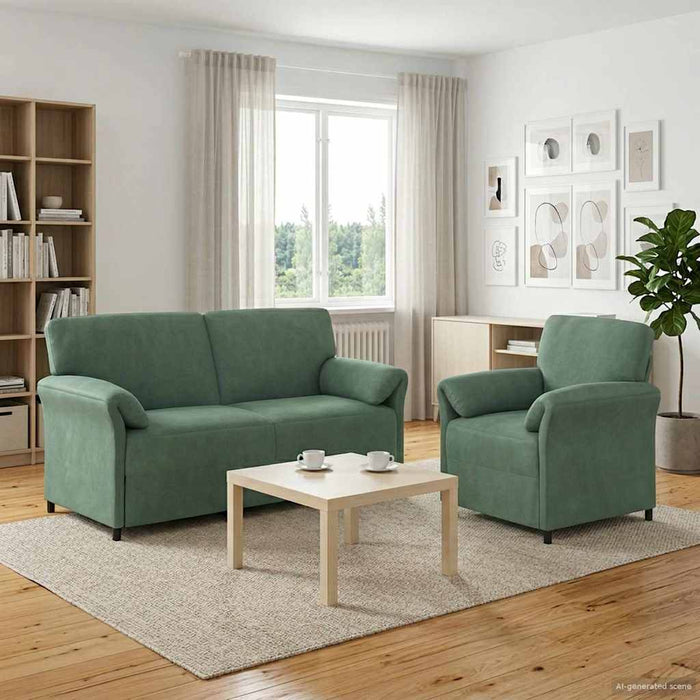 Set de canapea 2 buc. Verde Mării Catifea WALTI