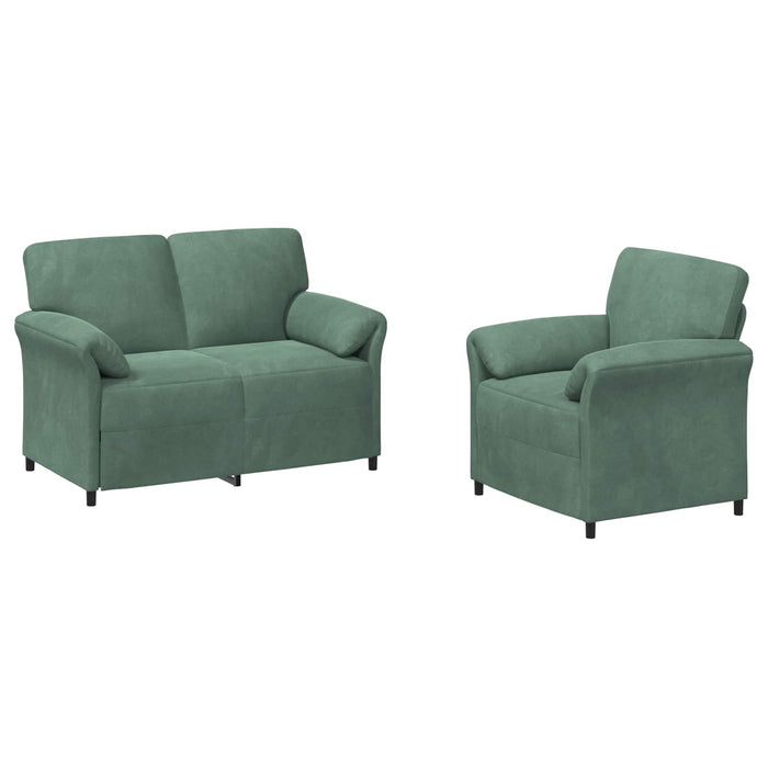 Set de canapea 2 buc. Verde Mării Catifea WALTI