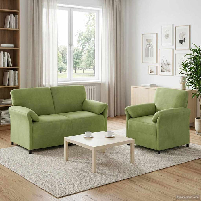 Set de canapea 2 buc. Verde deschis Catifea WALTI