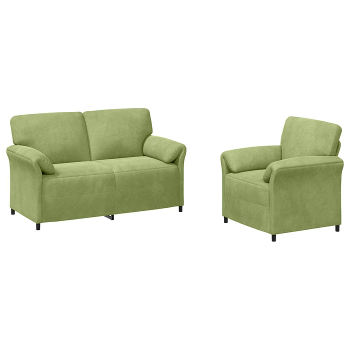 Set de canapea 2 buc. Verde deschis Catifea WALTI