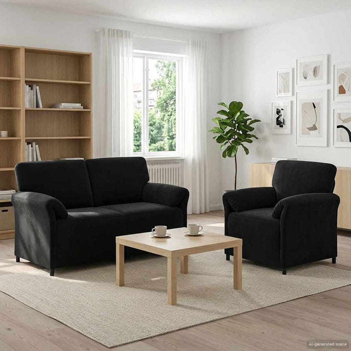 Set de canapea 2 buc. Negru Catifea WALTI