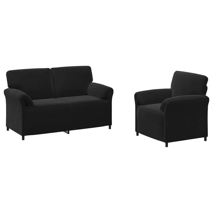 Set de canapea 2 buc. Negru Catifea WALTI