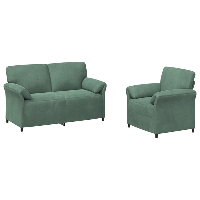 Set de canapea 2 buc. Verde Mării Catifea WALTI