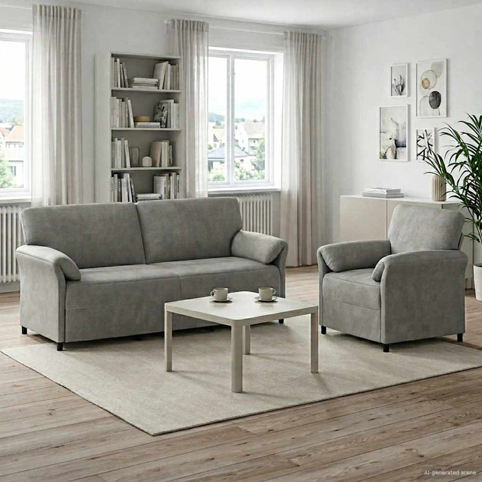 Set de canapea 2 buc. Gri deschis Catifea WALTI