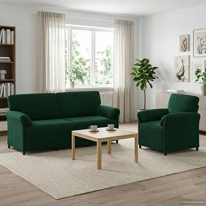 Set de canapea 2 buc. Verde închis Catifea WALTI