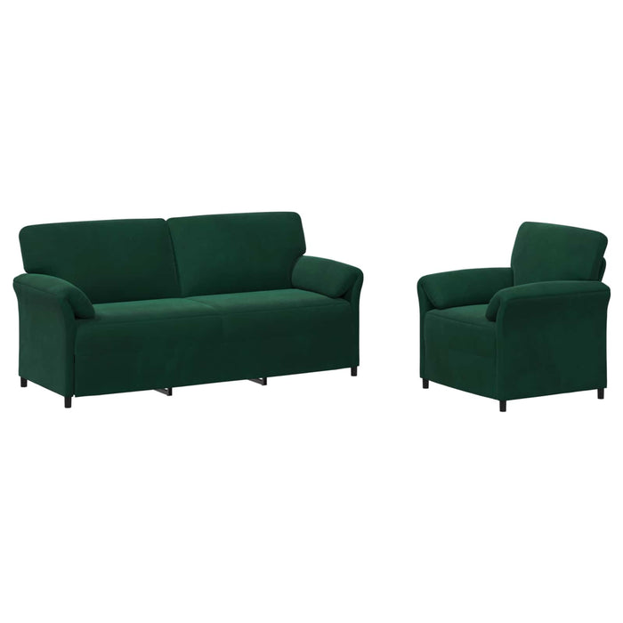 Set de canapea 2 buc. Verde închis Catifea WALTI