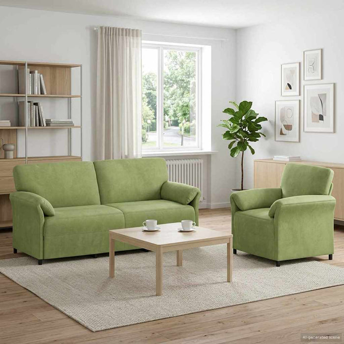Set de canapea 2 buc. Verde deschis Catifea WALTI
