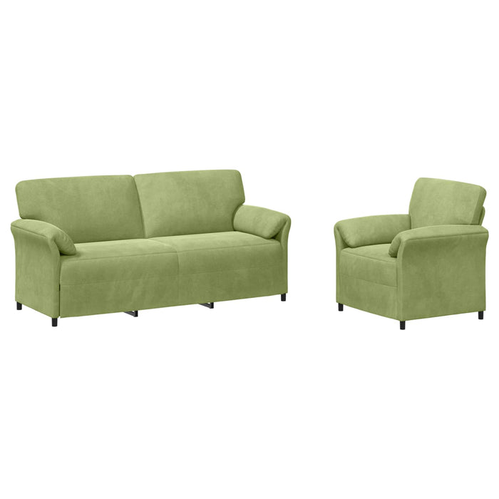 Set de canapea 2 buc. Verde deschis Catifea WALTI