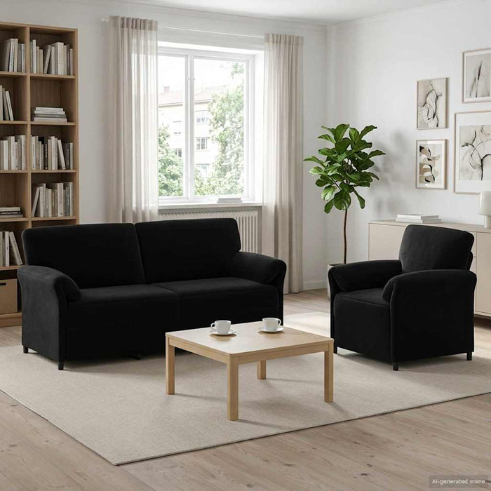 Set de canapea 2 buc. Negru Catifea WALTI