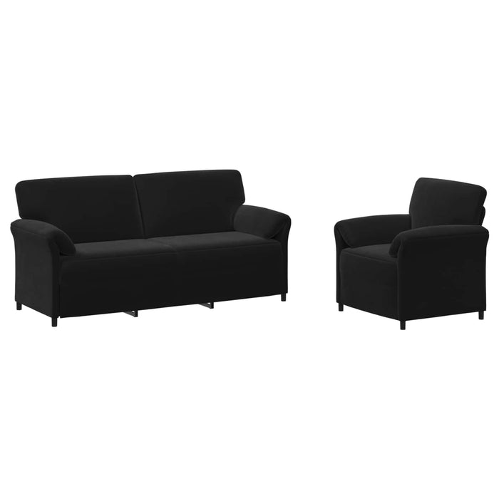 Set de canapea 2 buc. Negru Catifea WALTI