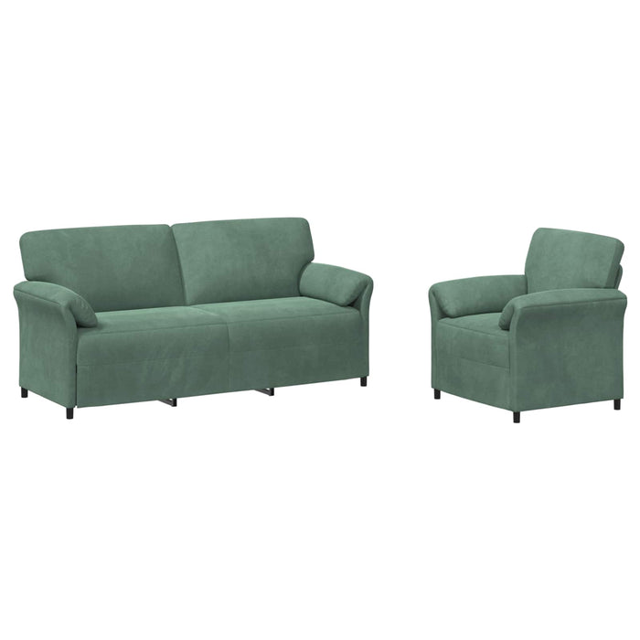 Set de canapea 2 buc. Verde Mării Catifea WALTI