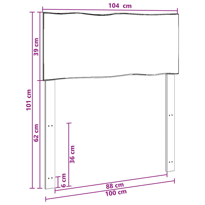 Tăblie de pat cu margini naturale ROSTOCK natural 100 cm WALTI
