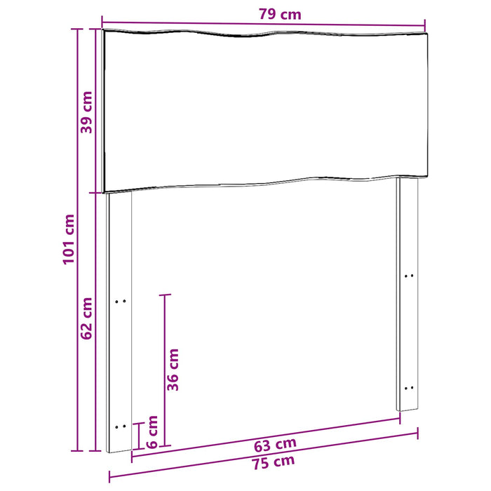 Tăblie de pat cu margini naturale ROSTOCK natural 75 cm WALTI