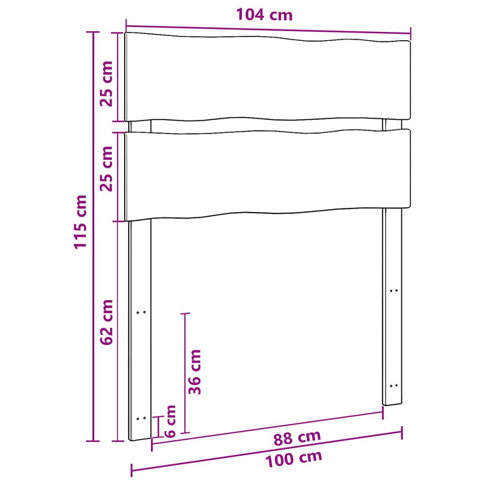 Tăblie de pat cu margini naturale ROSTOCK Maro închis 100 cm WALTI