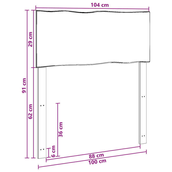 Tăblie de pat cu margini naturale ROSTOCK Alb 100 cm WALTI