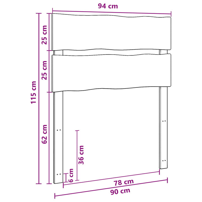 Tăblie de pat cu margini naturale ROSTOCK natural 90 cm WALTI