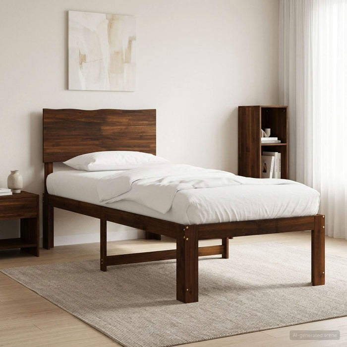 Cadru de pat single cu tablie ROSTOCK Maro închis 75 x 190 cm WALTI