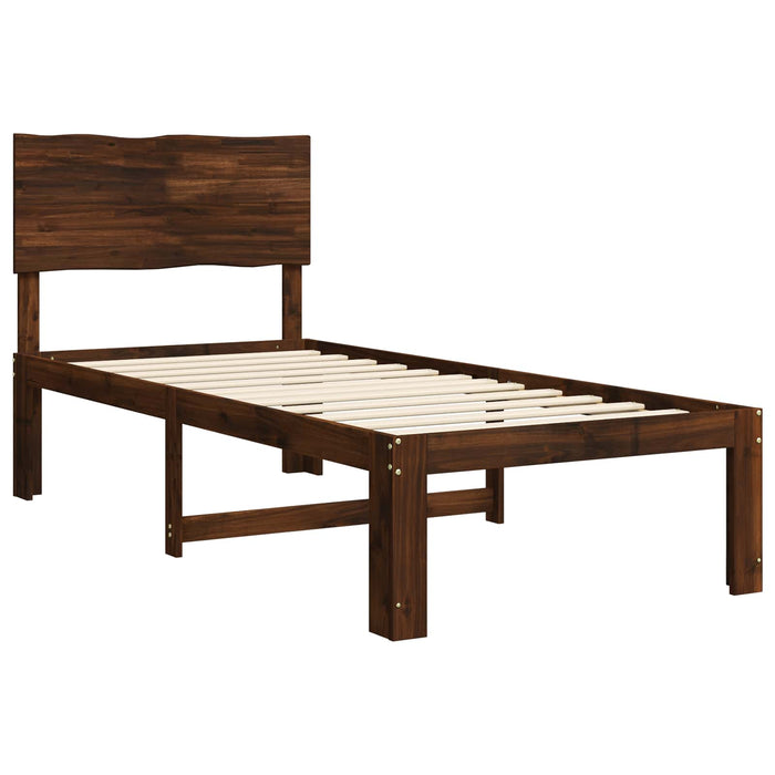 Cadru de pat single cu tablie ROSTOCK Maro închis 75 x 190 cm WALTI