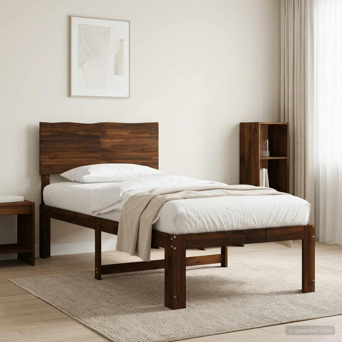 Cadru de pat single cu tablie ROSTOCK Maro închis 90 x 200 cm WALTI