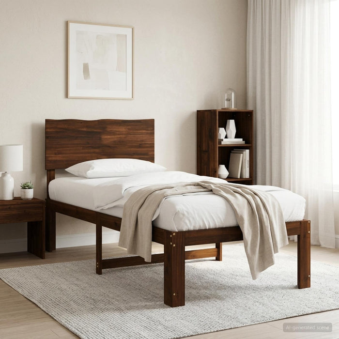 Cadru de pat single cu tablie ROSTOCK Maro închis 100 x 200 cm WALTI