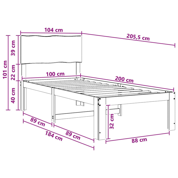 Cadru de pat single cu tablie ROSTOCK Maro închis 100 x 200 cm WALTI