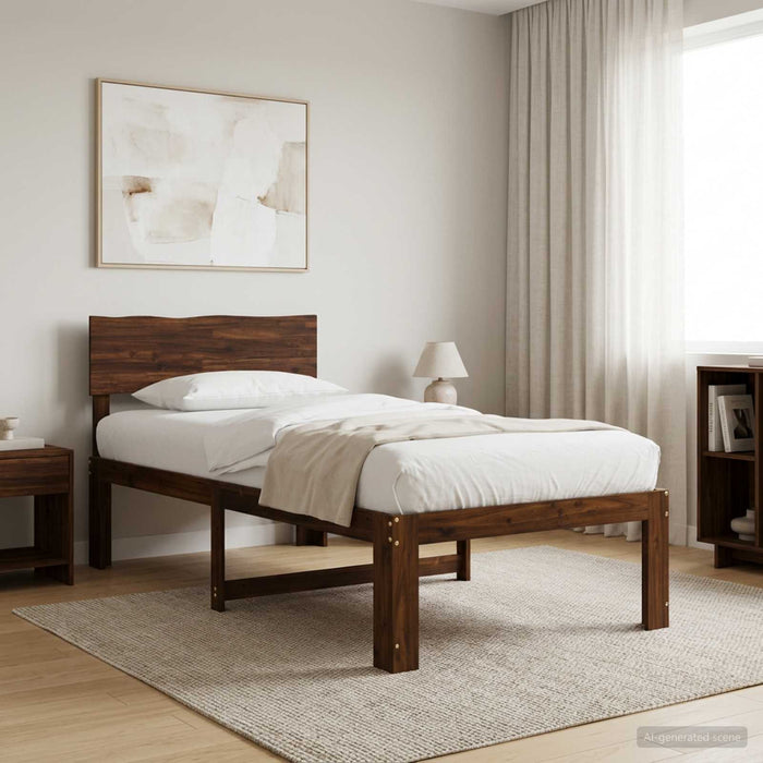Cadru de pat single cu tablie ROSTOCK Maro închis 75 x 190 cm WALTI