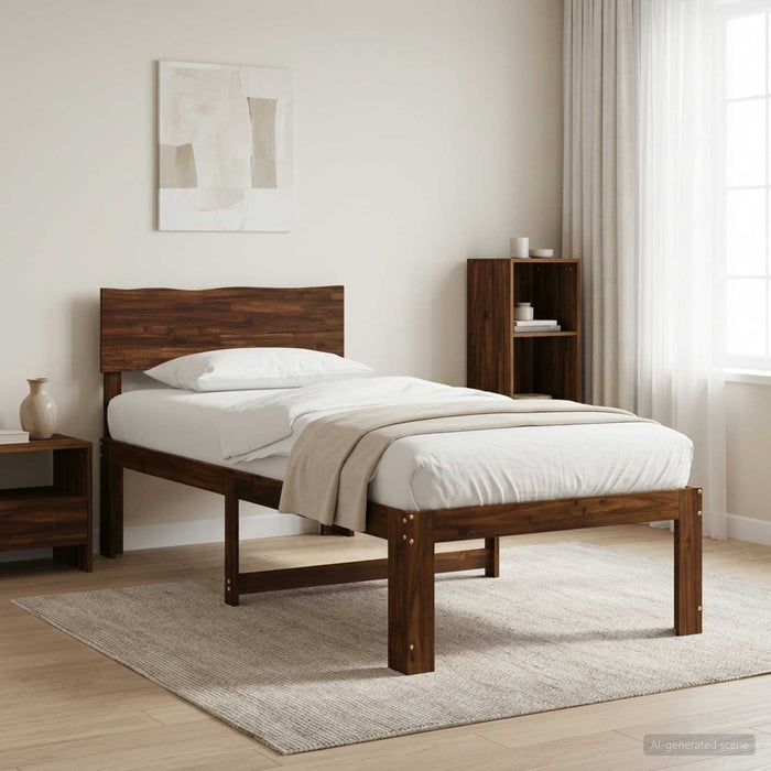 Cadru de pat single cu tablie ROSTOCK Maro închis 80 x 200 cm WALTI