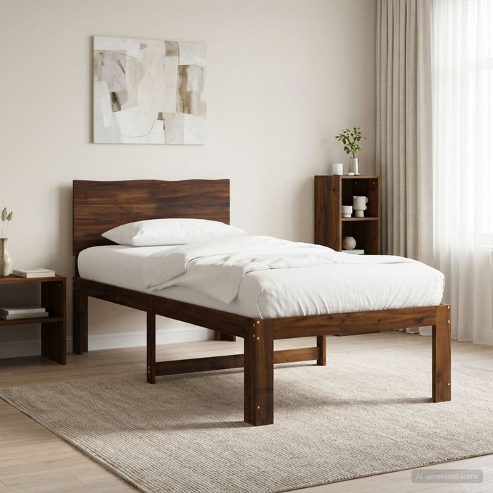 Cadru de pat single cu tablie ROSTOCK Maro închis 75 x 190 cm WALTI