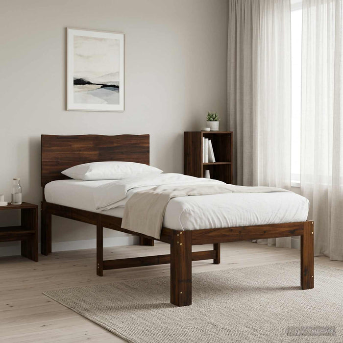 Cadru de pat single cu tablie ROSTOCK Maro închis 90 x 190 cm WALTI