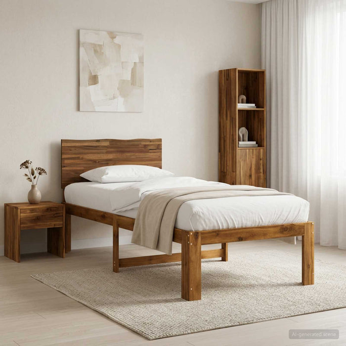 Cadru de pat single cu tablie ROSTOCK natural 90 x 190 cm WALTI