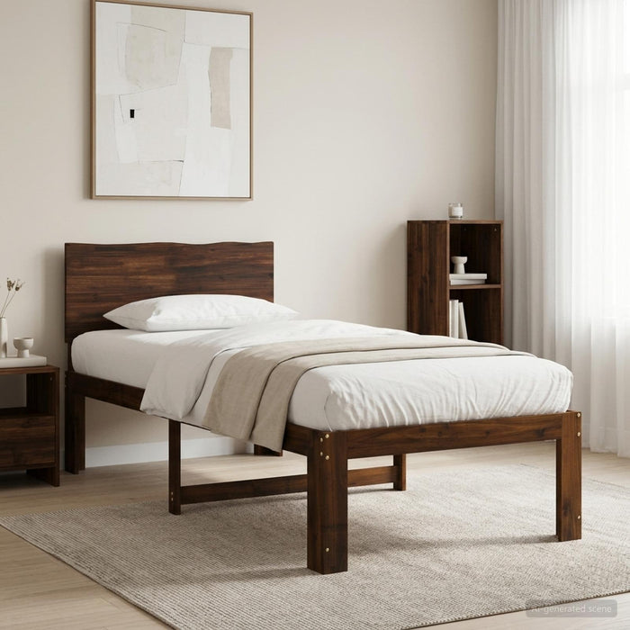Cadru de pat single cu tablie ROSTOCK Maro închis 80 x 200 cm WALTI