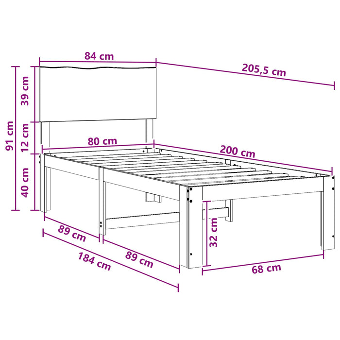 Cadru de pat single cu tablie ROSTOCK Maro închis 80 x 200 cm WALTI