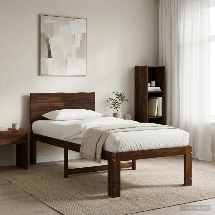 Cadru de pat single cu tablie ROSTOCK Maro închis 100 x 200 cm WALTI