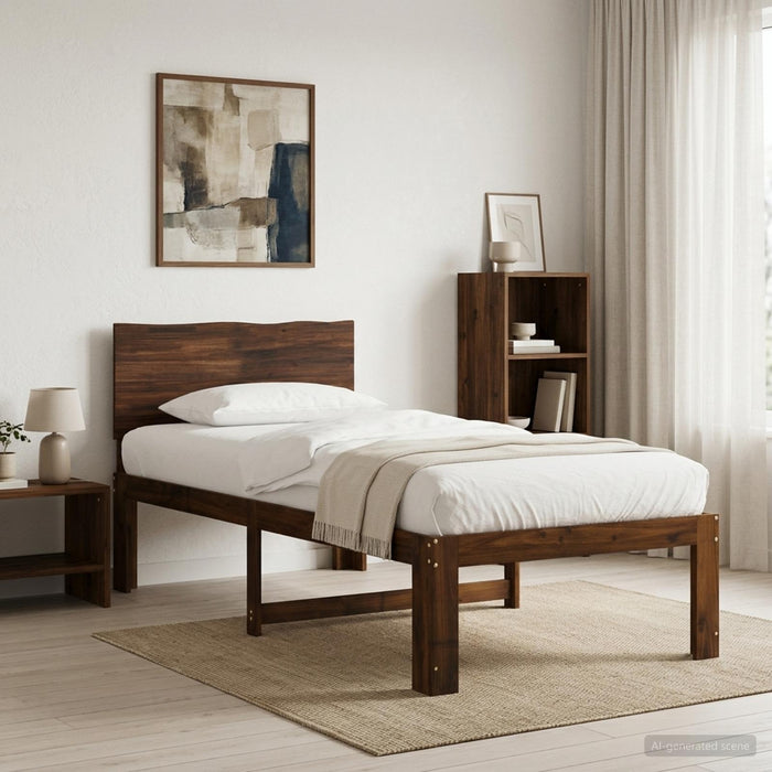 Cadru de pat single cu tablie ROSTOCK Maro închis 75 x 190 cm WALTI