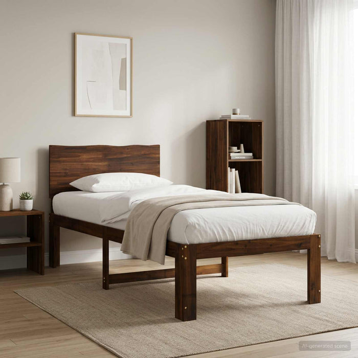 Cadru de pat single cu tablie ROSTOCK Maro închis 90 x 190 cm WALTI