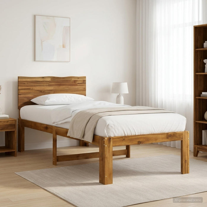 Cadru de pat single cu tablie ROSTOCK natural 90 x 190 cm WALTI
