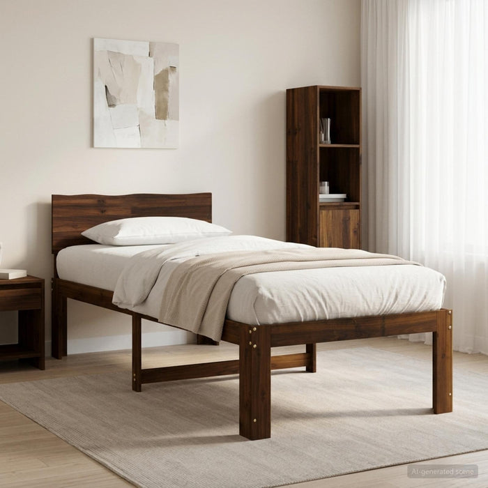 Cadru de pat single cu tablie ROSTOCK Maro închis 80 x 200 cm WALTI