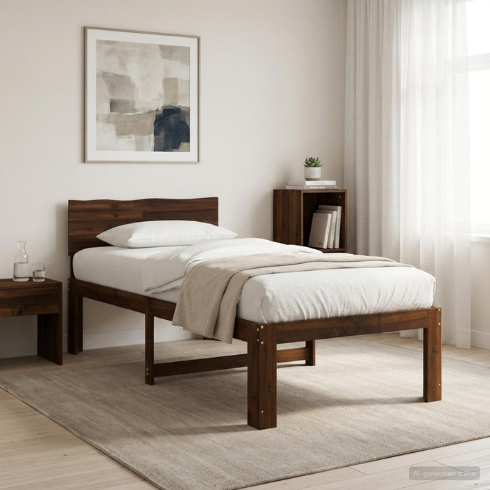 Cadru de pat single cu tablie ROSTOCK Maro închis 90 x 200 cm WALTI