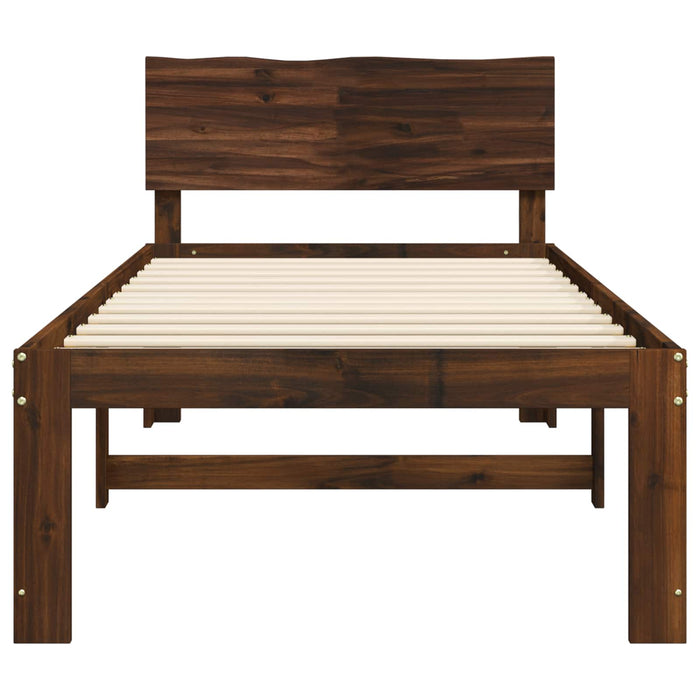 Cadru de pat single cu tablie ROSTOCK Maro închis 90 x 200 cm WALTI