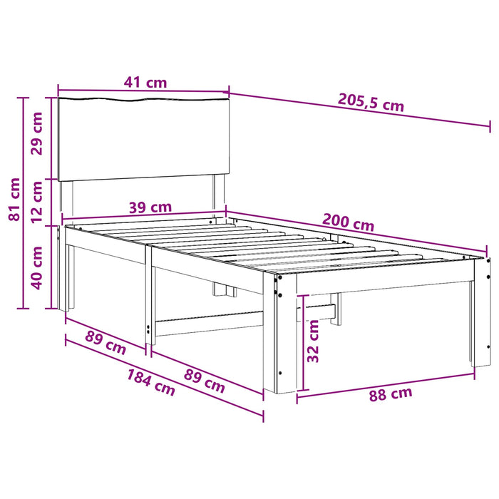 Cadru de pat single cu tablie ROSTOCK Maro închis 100 x 200 cm WALTI